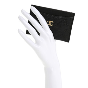 CHANEL Caviar Quilted Card Holder Black
