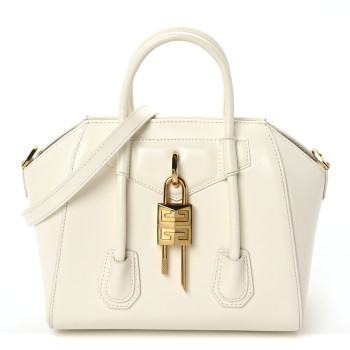 GIVENCHY Box Calfskin Mini Lock Antigona Shoulder Bag Ivory