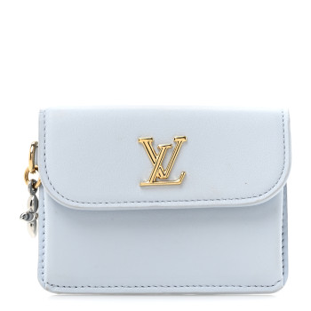 LOUIS VUITTON Calfskin Tiny Recto Verso Card Holder LV Bloom Azure Blue