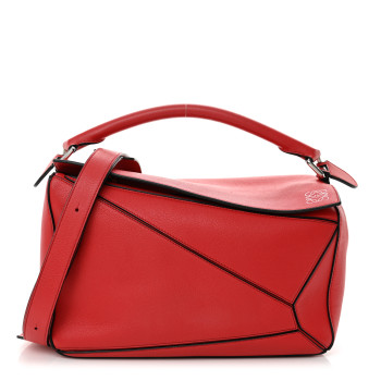 LOEWE Calfskin Medium Puzzle Bag Scarlet