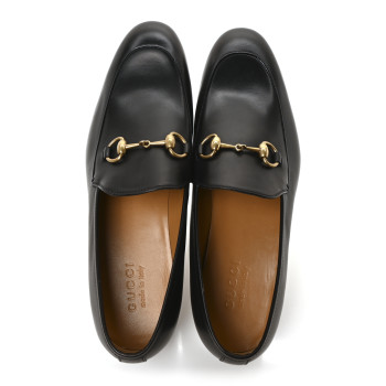 GUCCI Betis Glamour Calfskin Horsebit Mens Jordaan Loafers 8.5 Black