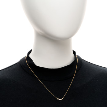 TIFFANY 18K Rose Gold Diamond Mini T Smile Pendant Necklace