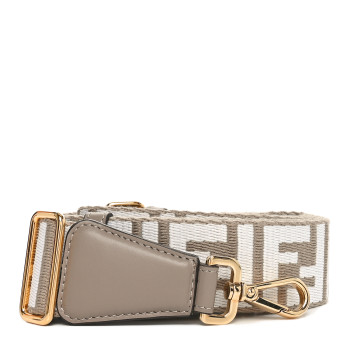 FENDI Jacquard Ribbon Vitello King FF Bi-Color Intreccio Adjustable Strap You Tortora White Anthracite