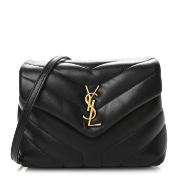SAINT LAURENT Calfskin Y Quilted Monogram Toy Loulou Crossbody Bag Black