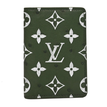 LOUIS VUITTON Ostrich Monogram Pocket Organizer Cactus