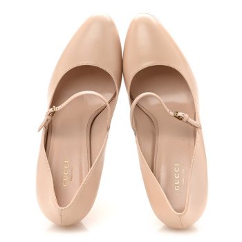 GUCCI Malaga Kid Mary Jane Angel Platform High Heel Pumps 40.5 Skin Rose