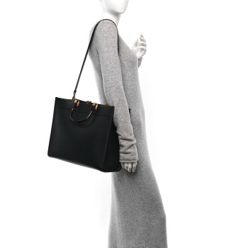 FENDI Vitello King Plexiglass Medium Fendi Sunshine Shopper Tote Black