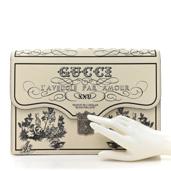GUCCI Calfskin Pouch Ivory Black