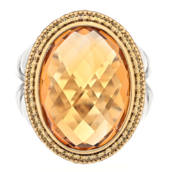 DAVID YURMAN Sterling Silver 18K Yellow Gold Citrine Yellow Sapphire 17mm Oval Albion Statement Ring 54 7