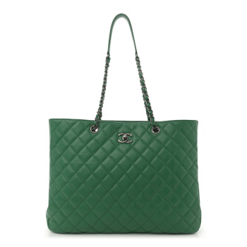 CHANEL Caviar Quilted Large Classic Shopping Tote Green