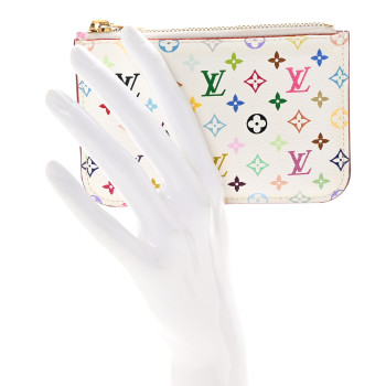 LOUIS VUITTON Monogram Multicolor Key Pouch White Litchi