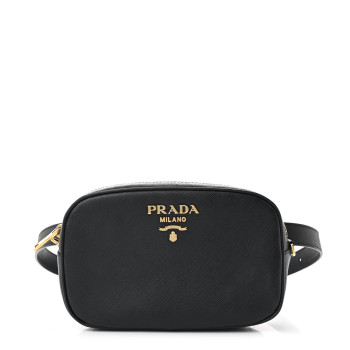 PRADA Saffiano Lux Logo Belt Bag Black