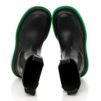 BOTTEGA VENETA Calfskin The Tire Chelsea Boots 35 Black Green