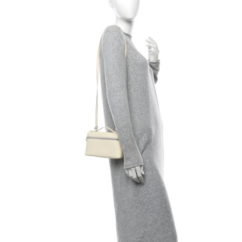 LORO PIANA Grained Calfskin L19 Extra Pocket Pouch Whisper White
