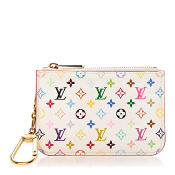 LOUIS VUITTON Monogram Multicolor Key Pouch White Litchi
