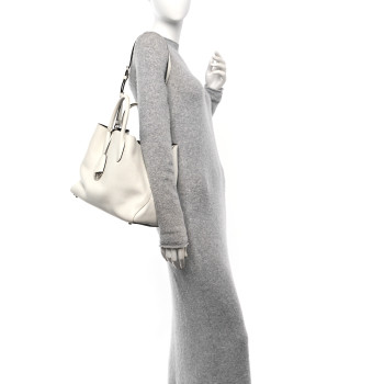 CHRISTIAN DIOR Supple Grained Calfskin Large Open Bar Tote White