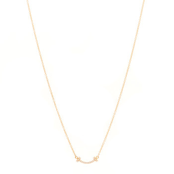 TIFFANY 18K Rose Gold Diamond Mini T Smile Pendant Necklace
