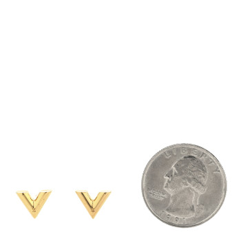 LOUIS VUITTON Brass Essential V Stud Earrings Gold