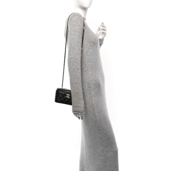 CHANEL Lambskin Quilted Small Vanity Case With Chain Black