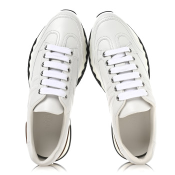 HERMES Calfskin Womens Trail Sneakers 35 White