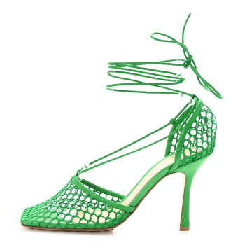 BOTTEGA VENETA Mesh Nappa Stretch Ankle Tie 90mm Sandals 40 Grass