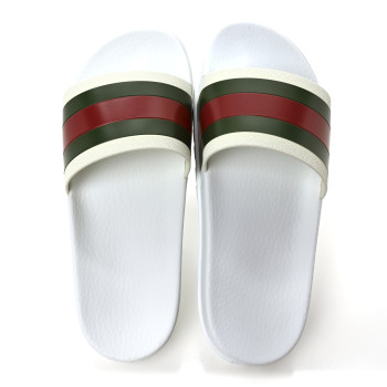 GUCCI Rubber Web Mens Lug Sole Slide Sandals 8 Great White Vert Red