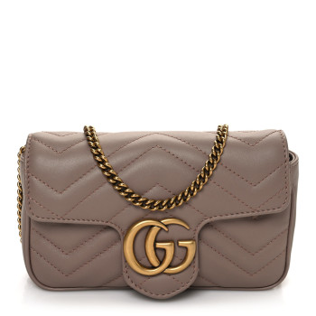 GUCCI Calfskin Matelasse Super Mini GG Marmont Shoulder Bag Porcelain Rose