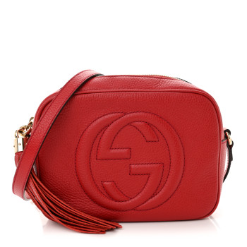 GUCCI Pebbled Calfskin Small Soho Disco Bag Vibrant Red