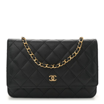CHANEL Caviar Quilted Wallet on Chain WOC Black