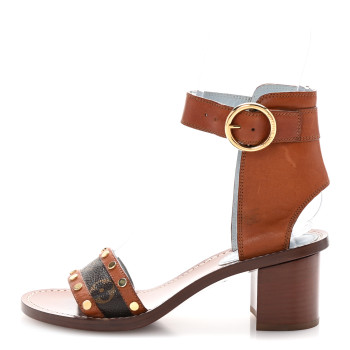 LOUIS VUITTON Calfskin Monogram Passenger Sandals 38 Cognac