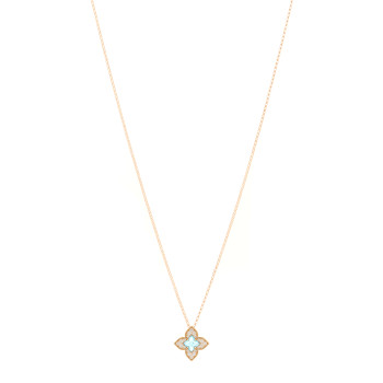 ROBERTO COIN 18K Rose Gold Diamond Blue Topaz Small Venetian Princess Carnival Pendant Necklace
