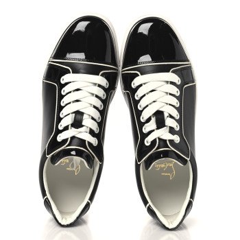 CHRISTIAN LOUBOUTIN Patent Calfskin Funnyto Low Top Sneaker 38.5 Black