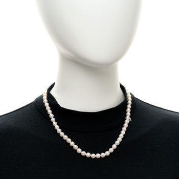 MIKIMOTO 18K White Gold Akoya Cultured Pearl 6.5-7mm Strand Necklace
