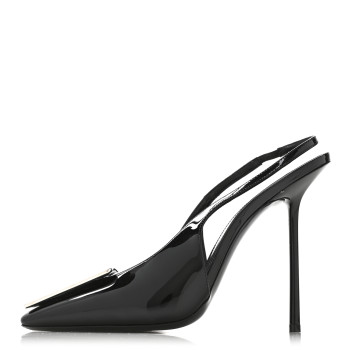 SAINT LAURENT Patent Maxine 115mm Slingback Pumps 39 Black