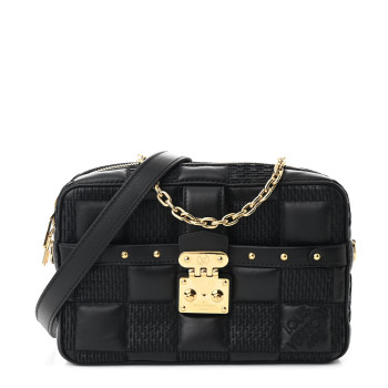 LOUIS VUITTON Lambskin Damier Quilt Troca PM Black