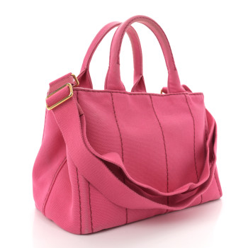 PRADA Canapa Small Logo Tote Peonia