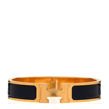 HERMES Narrow Enamel Clic Clac H Bracelet PM Indigo