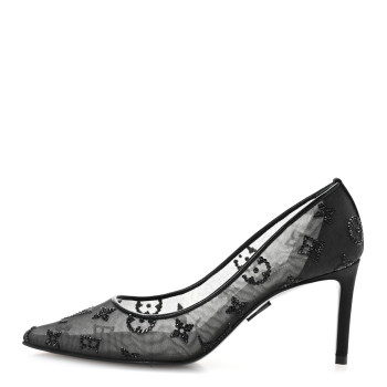 LOUIS VUITTON Monogram Mesh Strass Gala Pumps 35 Black