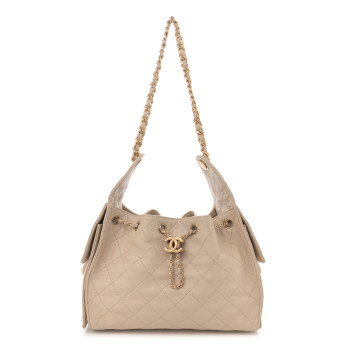 CHANEL Caviar Quilted Small Chanel 25 Handbag Beige