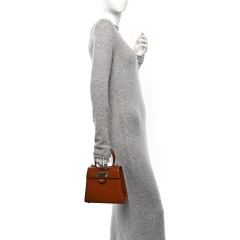 SALVATORE FERRAGAMO Brushed Off Calfskin Small Iconic Top Handle Bag Cuoio