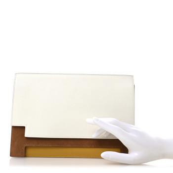 HERMES Evercolor Veau Grizzly Multiplis Clutch Beton Sesame Jaune Ambre