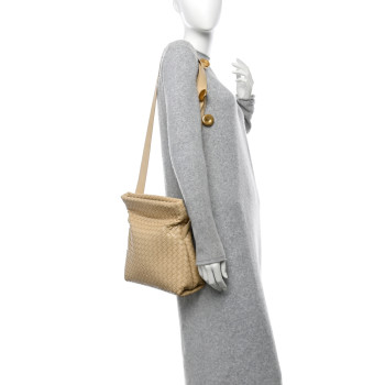 BOTTEGA VENETA Nappa Intrecciato The Fold Crossbody Porridge