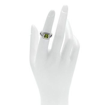 DAVID YURMAN Sterling Silver Diamond Peridot 7mm Petite Albion Ring 49 5