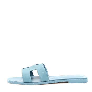 HERMES Epsom Oran Sandals 40 Bleu Littoral