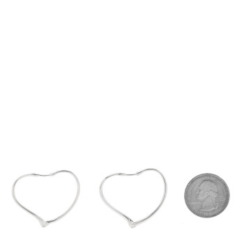 TIFFANY Sterling Silver Small Elsa Peretti Open Heart Hoop Earrings
