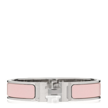 HERMES Enamel Narrow Clic Clac H Bracelet PM Rose Candeur