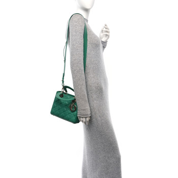 CHRISTIAN DIOR Lambskin Cannage Small My ABCDior Lady Dior Green