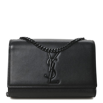 SAINT LAURENT Grain De Poudre Small Monogram Monochrome Kate Satchel Black