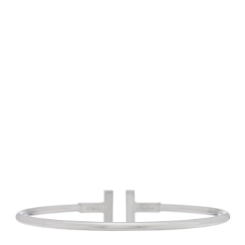 TIFFANY 18K White Gold Black Onyx T Wire Bracelet