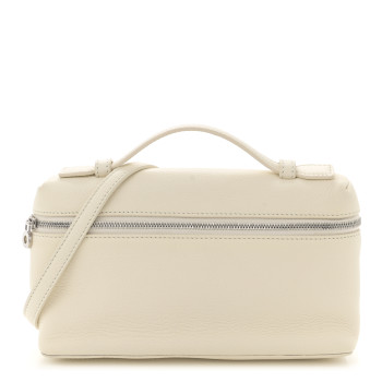 LORO PIANA Grained Calfskin L19 Extra Pocket Pouch Whisper White